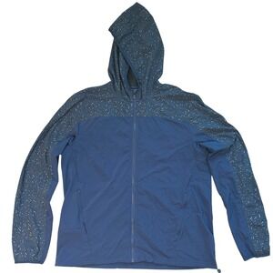 Outdoor Voices Jacket Mens‎ Large Windbreaker Full Zip Hooded Spandex Blue